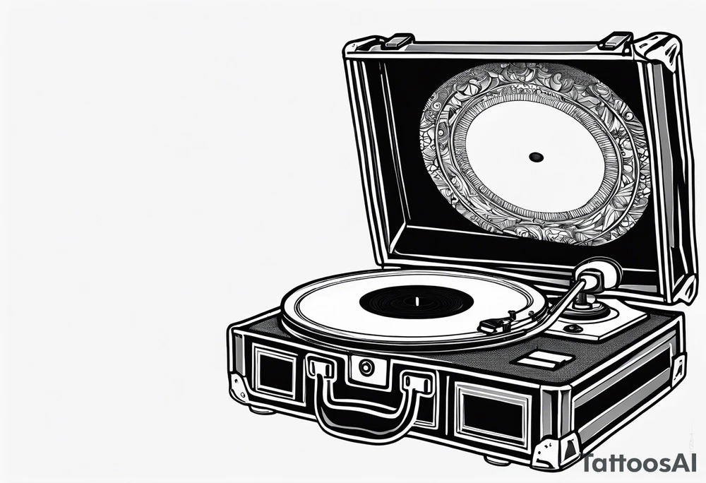 Recordplayer finline art minimalistic oneline throwup tattoo idea