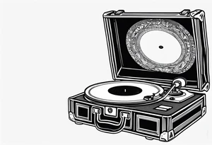 Recordplayer finline art minimalistic oneline throwup tattoo idea