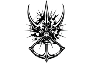 trident with cool background tattoo idea