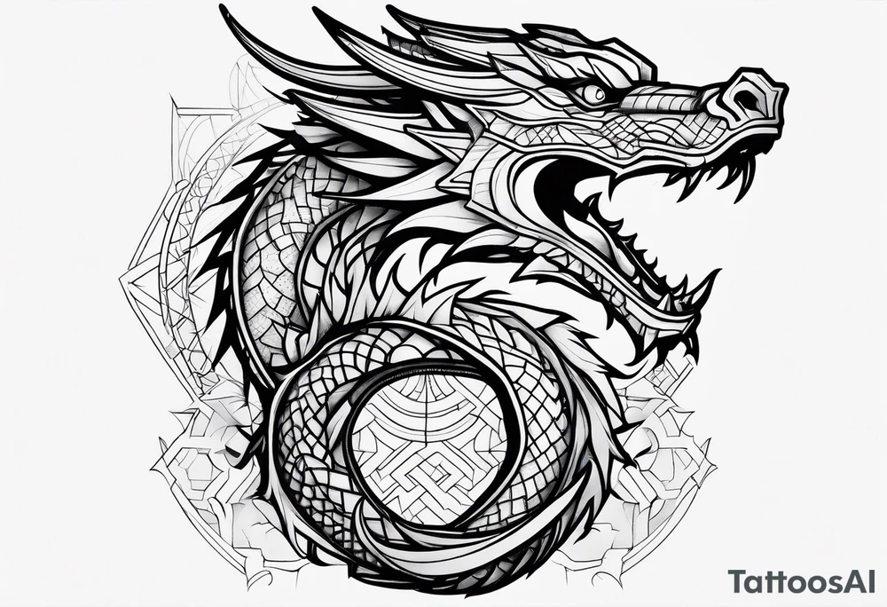 geometric dragon tattoo idea