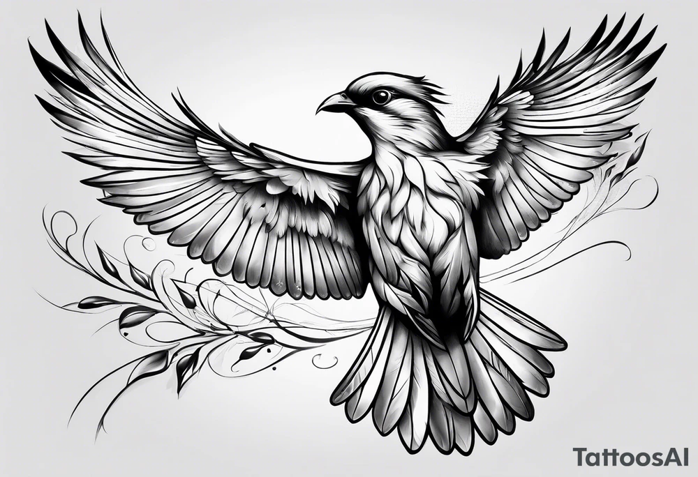 Beautiful bird flying to freedom tattoo idea