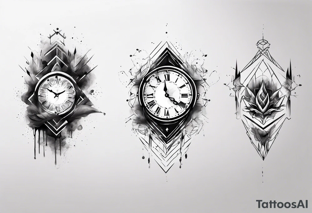 Modern clock fading with smoke tattoo idea