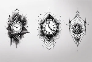 Modern clock fading with smoke tattoo idea