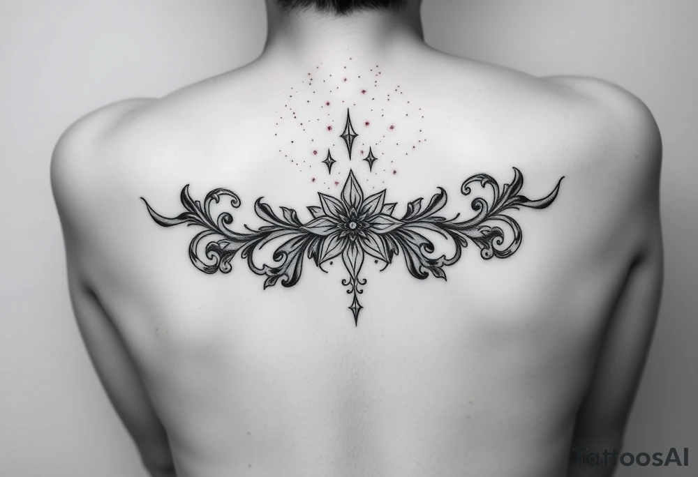 Female shin tattoo, Lillie’s and ornamental. Add sparkles tattoo idea