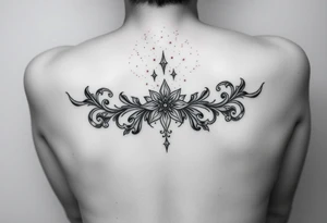 Female shin tattoo, Lillie’s and ornamental. Add sparkles tattoo idea