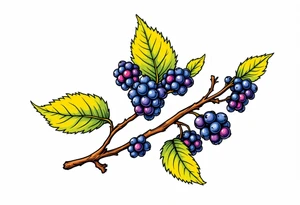 American traditional style Blackberry branch tattoo idea