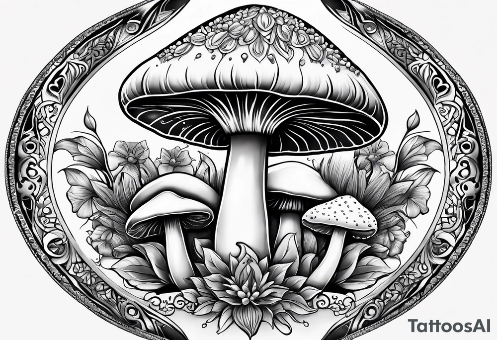 Shaggy mane mushroom mandala tattoo design tattoo idea