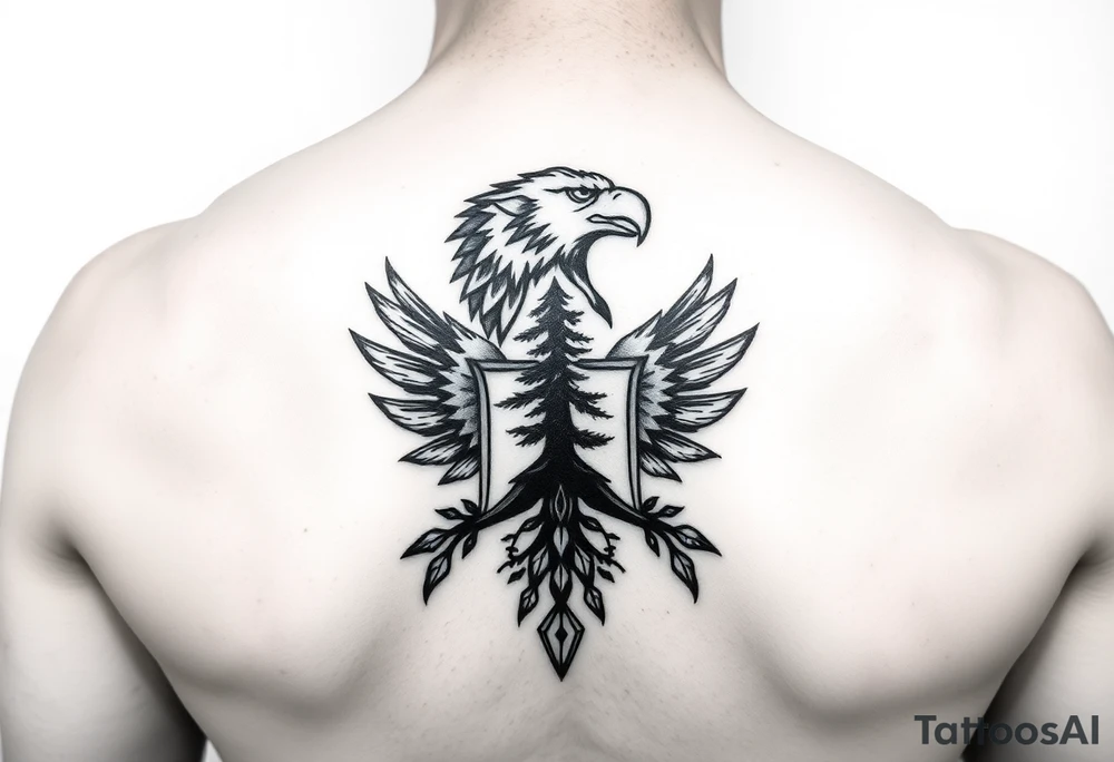 Native American tribal symbol ( wolf, eagle, bear, tree, etc ) with a Caudle emblem or crest tattoo idea