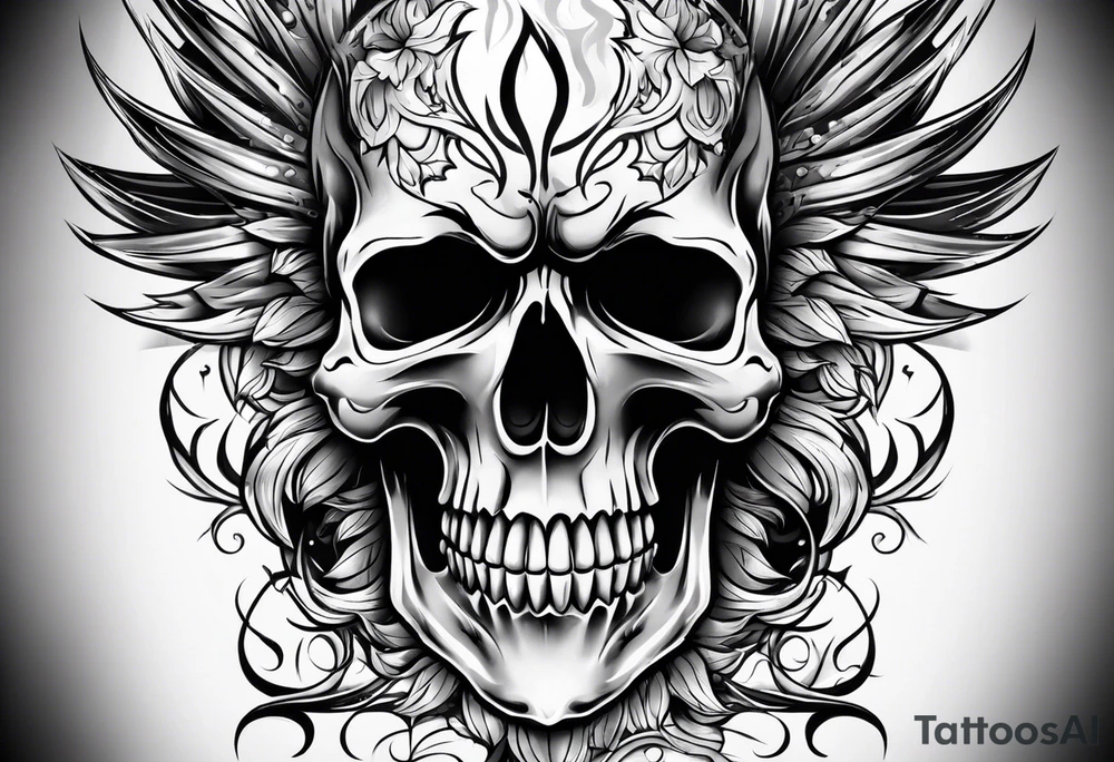 Skull flames tattoo idea