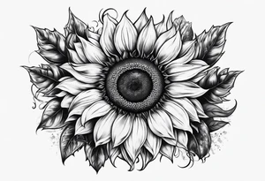A delicated girly Sunflower. Mist contains letters KJMG on the stern tattoo idea