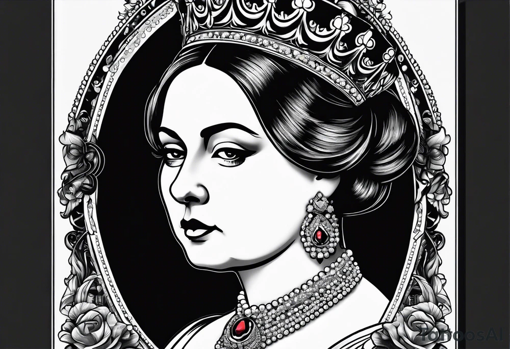 Queen Victoria smoking cigarette tattoo idea