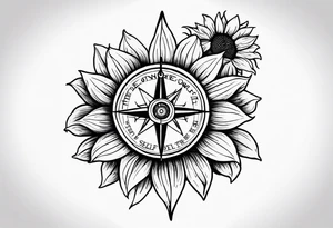 Sunflower and a compass, with the words "To Thine Own Self Be True" tattoo idea