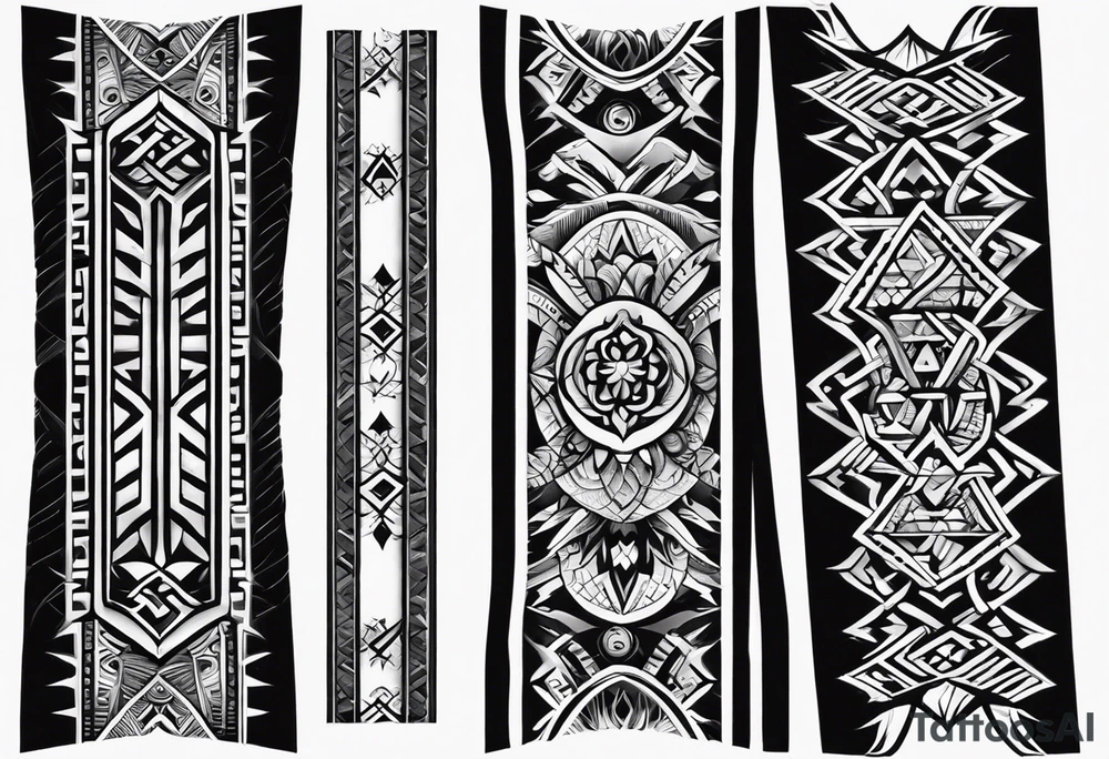 men's tribal forearm minimalistic ornamental slavic tattoo with black 4cm wide armband tattoo idea