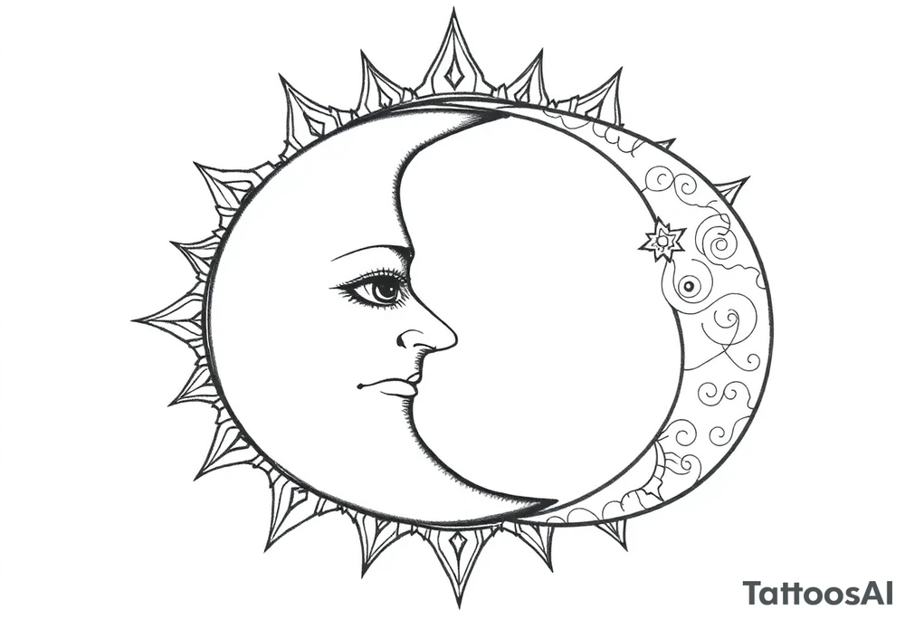 celestial sun and moon with constellation patterns tattoo idea celestial sun and moon with constellation patterns tattoo idea