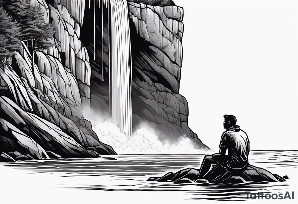 A giant from the Canadian folklore the sleeping giant sleeping under a waterfall tattoo idea