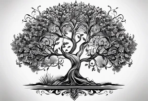 Tree of life with two dates tattoo idea