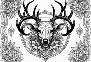 A human with two legs and with a deer skull head tattoo idea