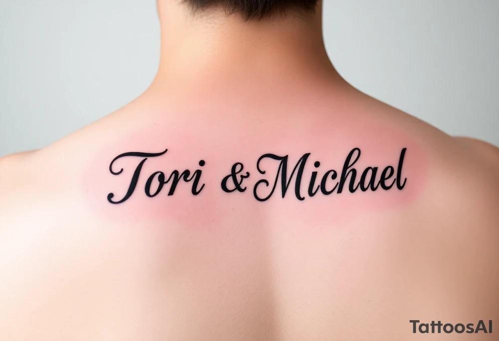 The names Tori and Michael in different fonts tattoo idea