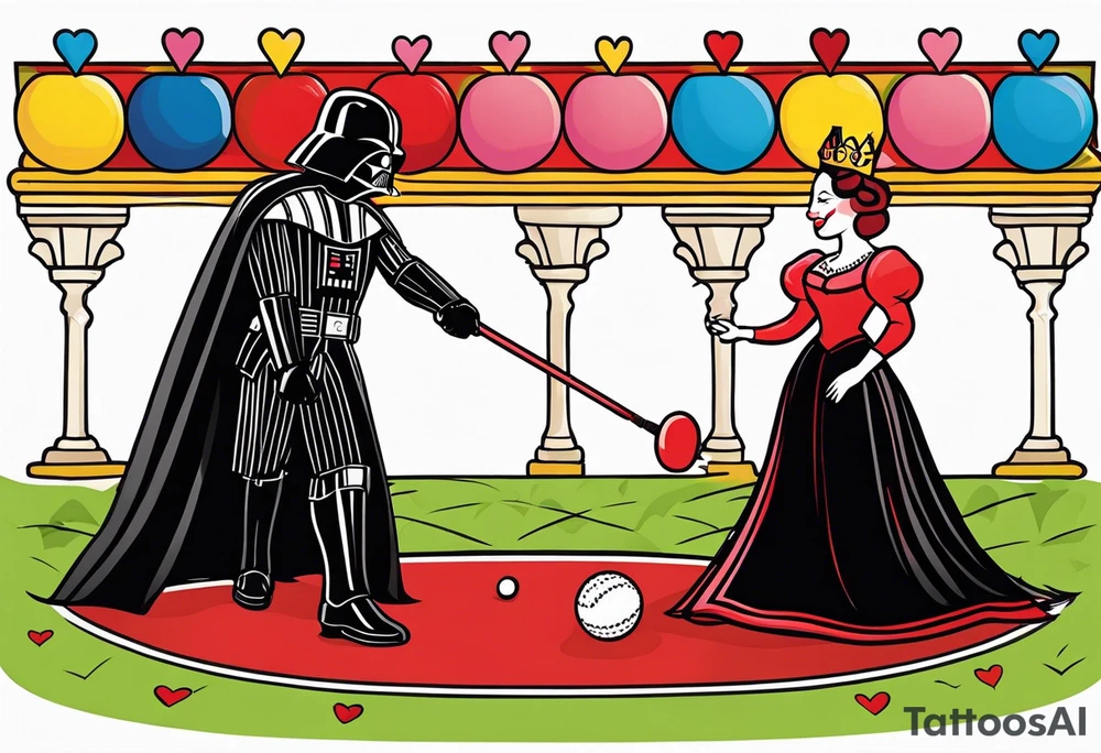 Darth Vader playing croquet with the queen of hearts tattoo idea