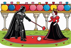 Darth Vader playing croquet with the queen of hearts tattoo idea