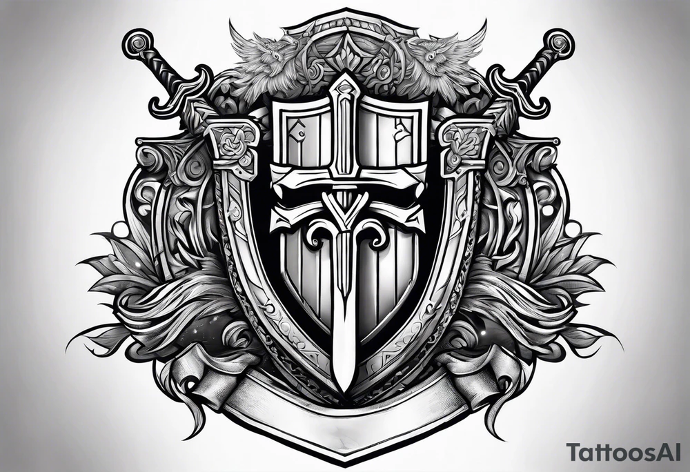 Valhalla stairs sword shield tattoo idea
