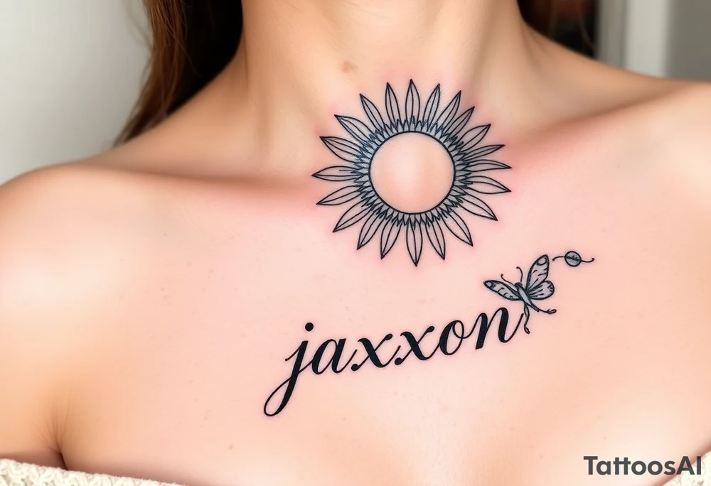 a mom and son with sunshine and the name jaxxon tattoo idea