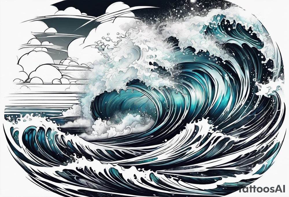 an half sleeve for my lower left leg that is completely rough ocean water tattoo idea