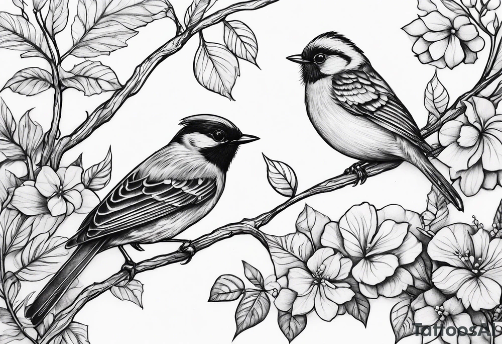Small birds and vines going up tattoo idea