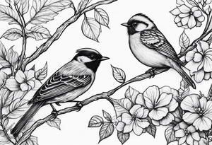 Small birds and vines going up tattoo idea