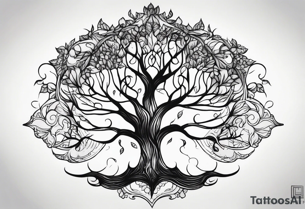 Baum mit langen Wurzeln tattoo idea