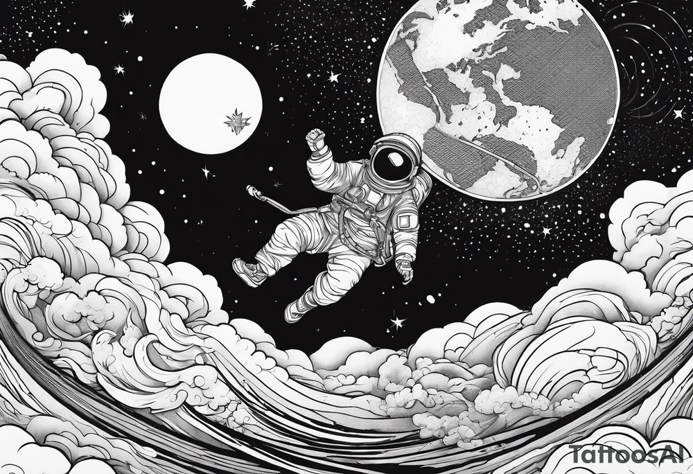 Man falling from space to earth tattoo idea