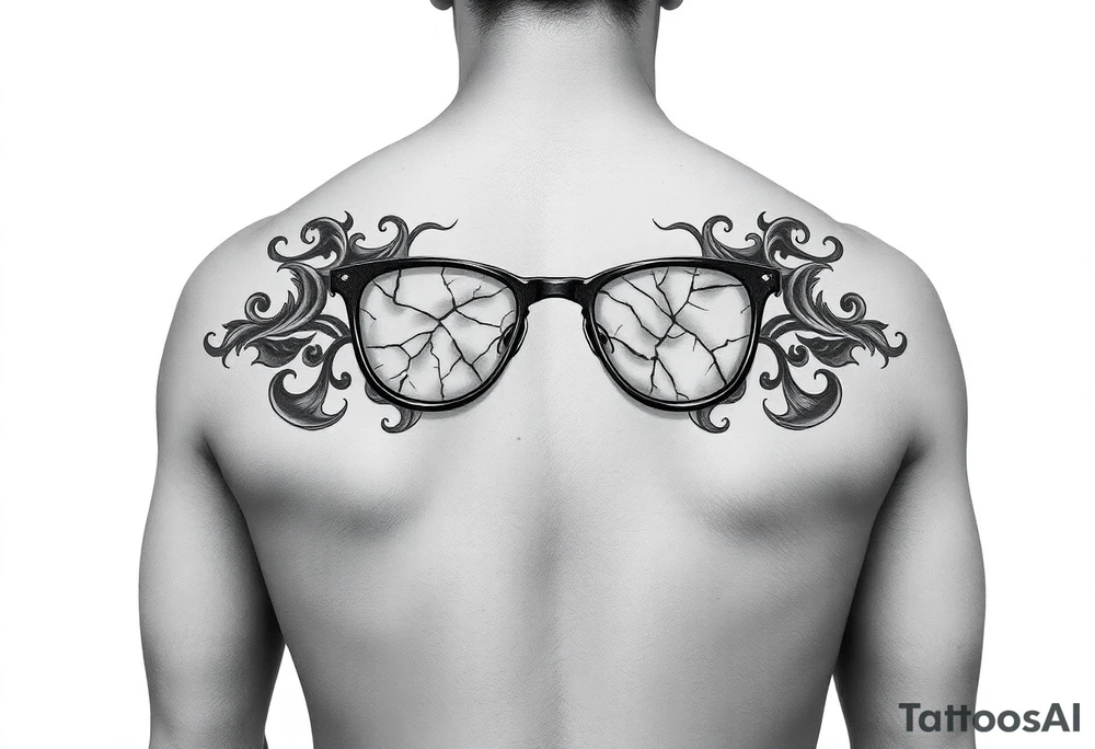 cracked glasses memory of poor eyesight reminder to take care of eyesight, men's tattoo on arm tattoo idea