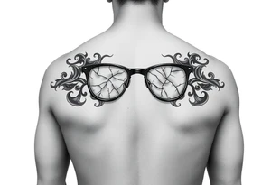 cracked glasses memory of poor eyesight reminder to take care of eyesight, men's tattoo on arm tattoo idea