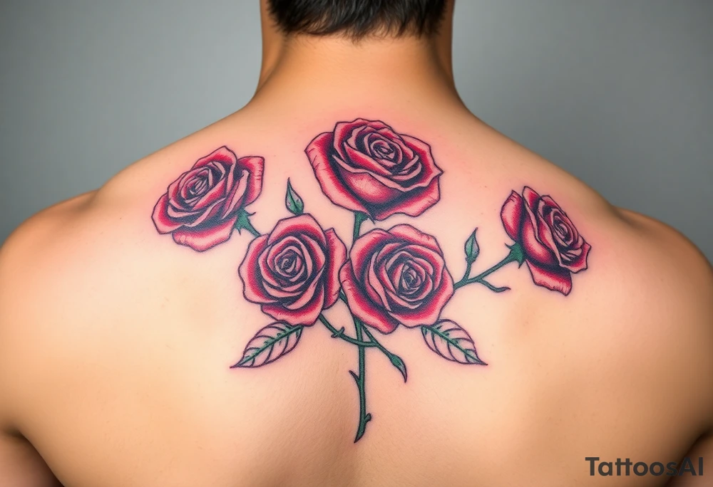 4 Rose tattoo in color tattoo idea