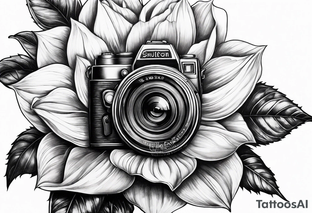 sunflower, camera, flower rose , book tattoo idea