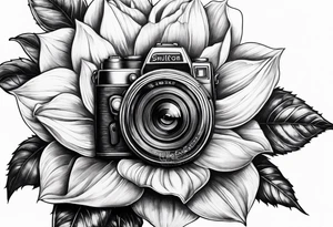 sunflower, camera, flower rose , book tattoo idea