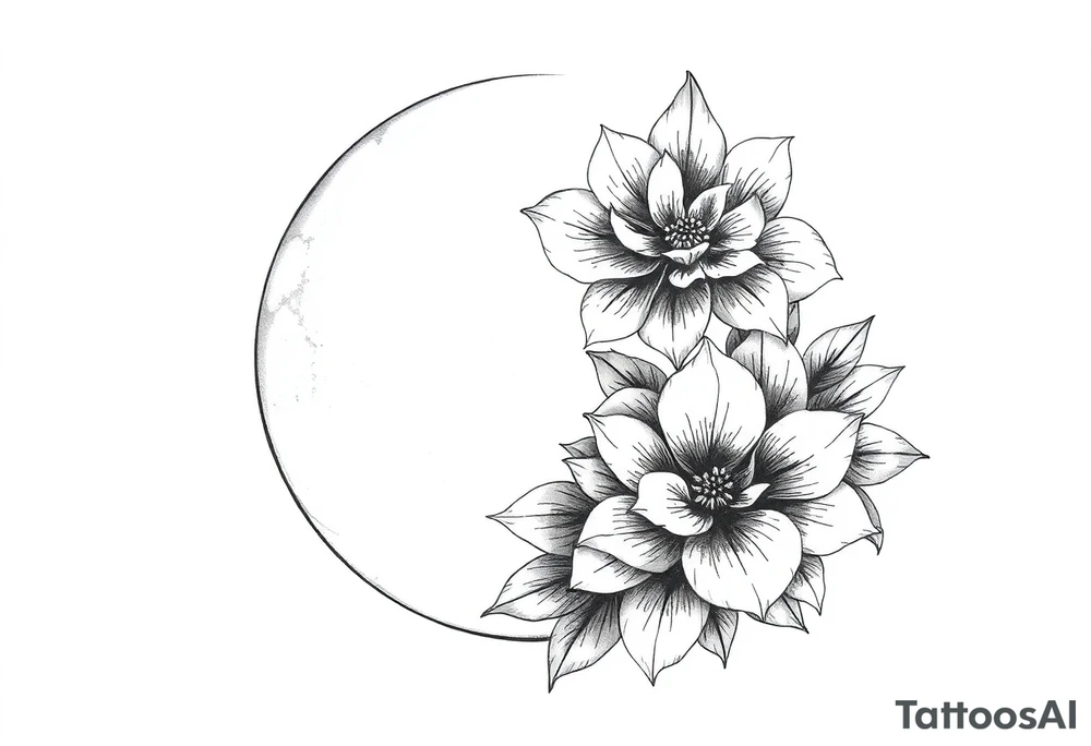 moon-shaped flowers tattoo idea