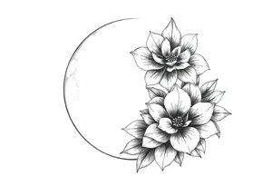 moon-shaped flowers tattoo idea