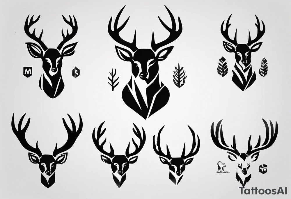 A logo for an outdoors company that includes an "S" and an "M". Includes a deer tattoo idea