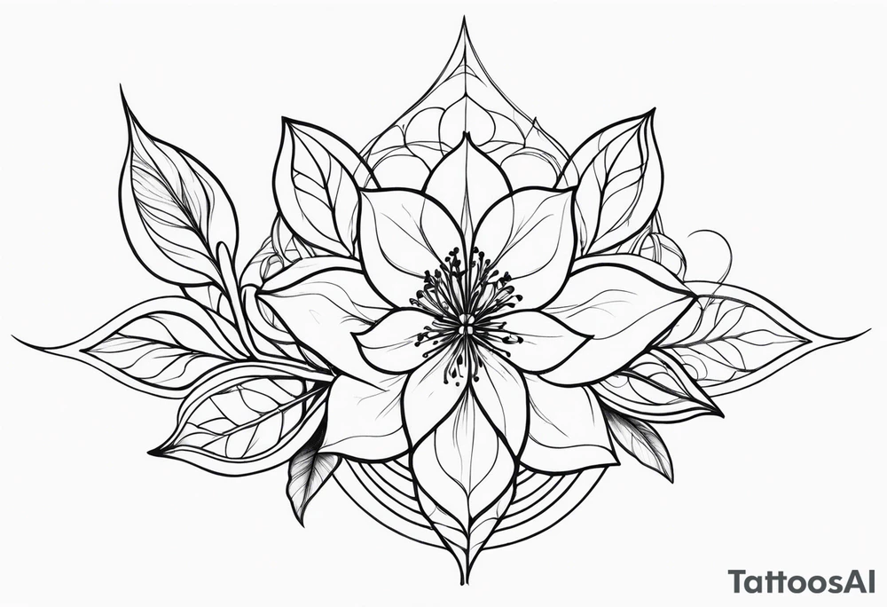 Elvish long flower tattoo idea