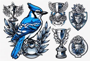 bluejay with trophy tattoo idea