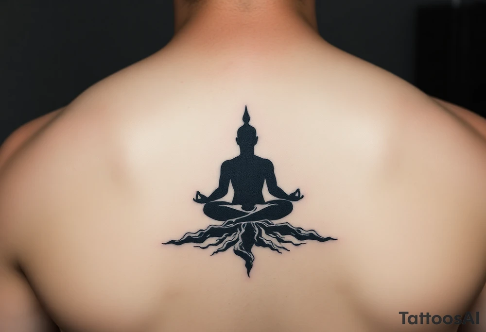 calm in the storm, equanimity, meditative silhouette tattoo idea