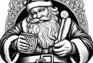 Santa Holding a Candy Can tattoo idea