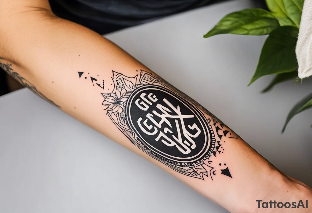 color forearm tattoo that says  GenX OG tattoo idea
