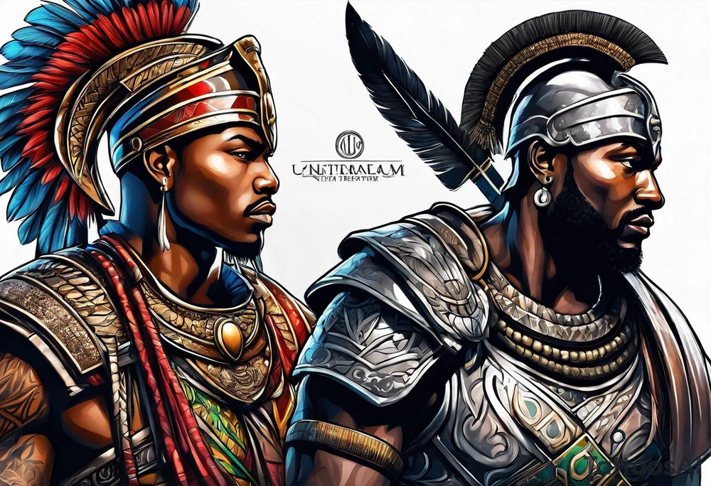 african warrior with Spartan soldier tattoo idea