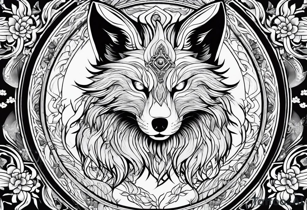 a kitsune with 6 eyes tattoo idea