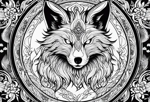 a kitsune with 6 eyes tattoo idea