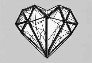 black hexagon diamond heart with dark background tattoo idea