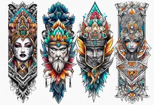 Full leg tattoo sleeve square tattoo idea