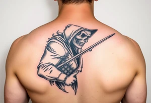 Evil black fisherman tattoo idea